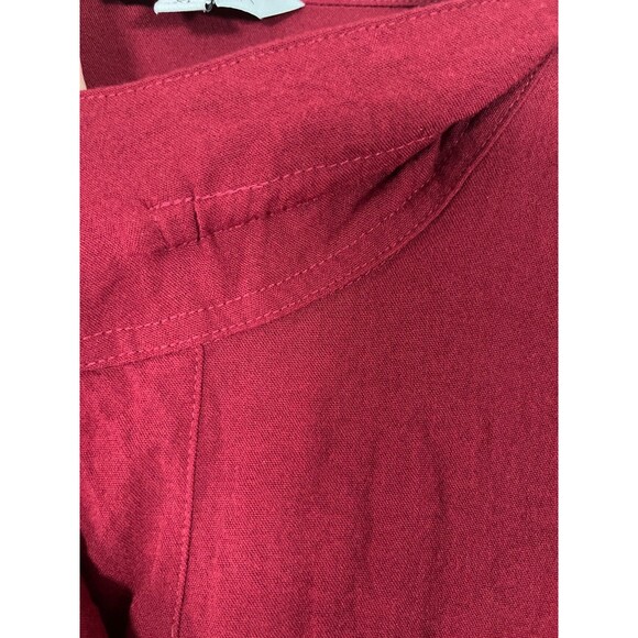 John Mark Shirt Women XL Button Tunic Wire Collar Red Artsy Lagenlook‎ Oversized - Picture 4 of 6